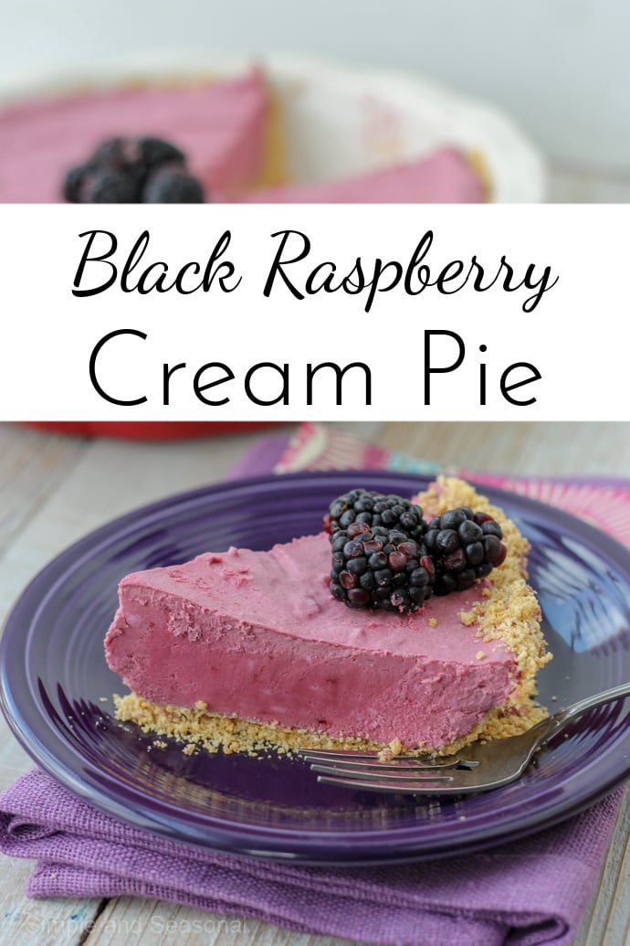 This Black Raspberry Cream Pie is cool, refreshing and creamy. Serve it frozen or allow it to thaw and enjoy the fluffy mousse filling! via @nmburk