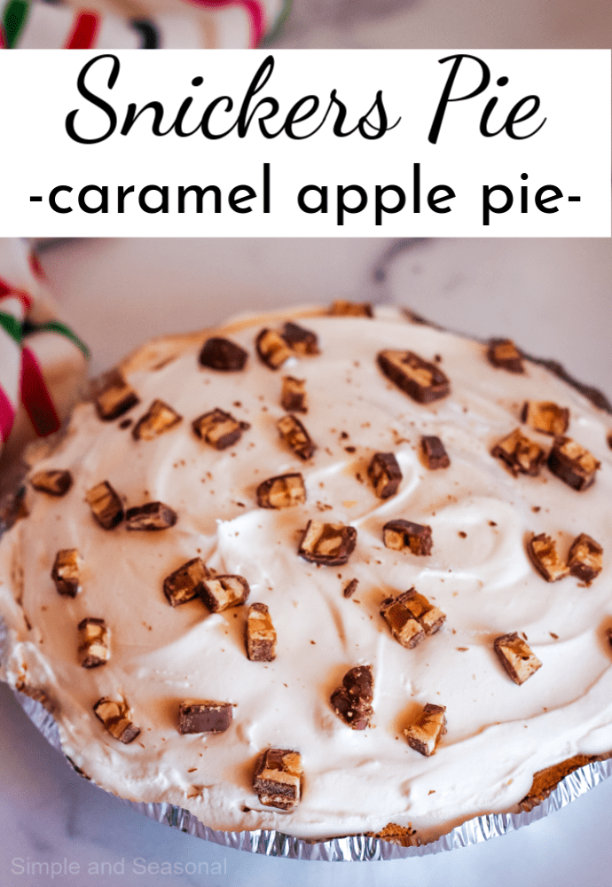 Snickers Pie is the perfect no bake dessert. It's the creamy pie version of a caramel apple! via @nmburk