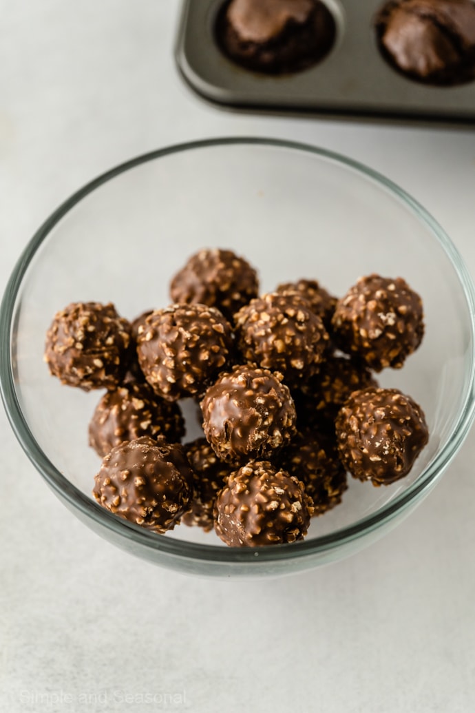 bowl of unwrapped Ferrero Rocher candies