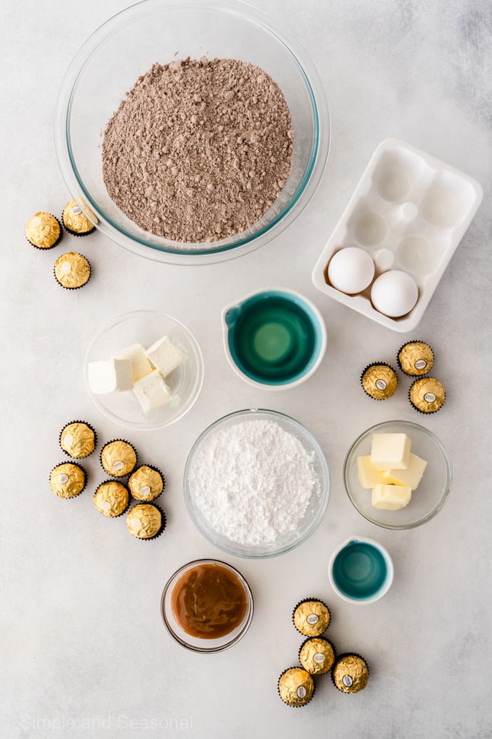 ingredients for ferrero rocher brownie bites