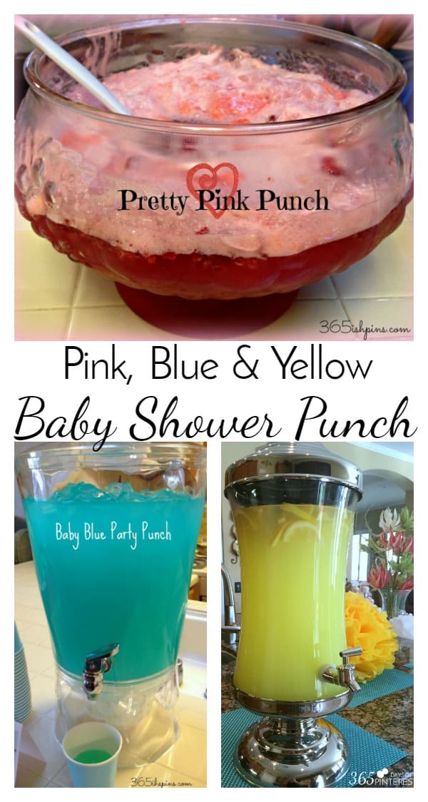 Make this baby blue punch or the pretty pink punch for a cute addition to any baby shower. Use yellow punch for a gender neutral shower! via @nmburk