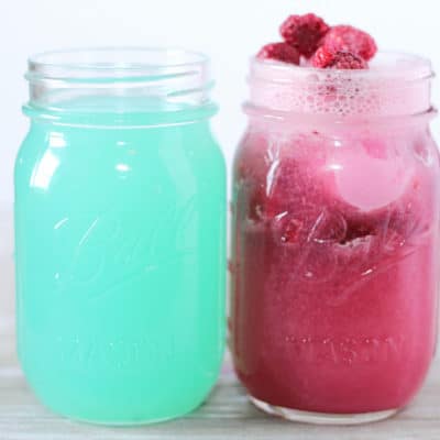 jars of blue and pink punch