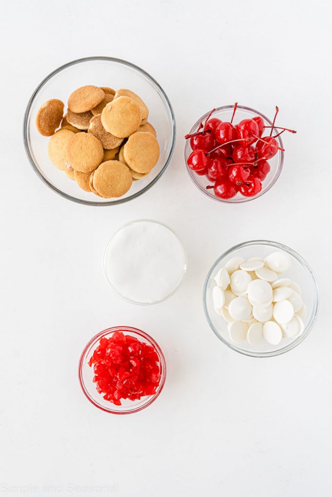 4 ingredients for cherry marshmallow cookies