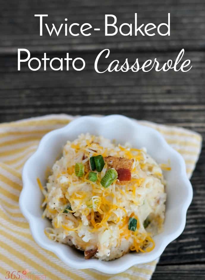 This Twice Baked Potato Casserole is like a loaded baked potato without all the work! Creamy mashed potatoes, bacon, cheese, green onions...you've got to try this!