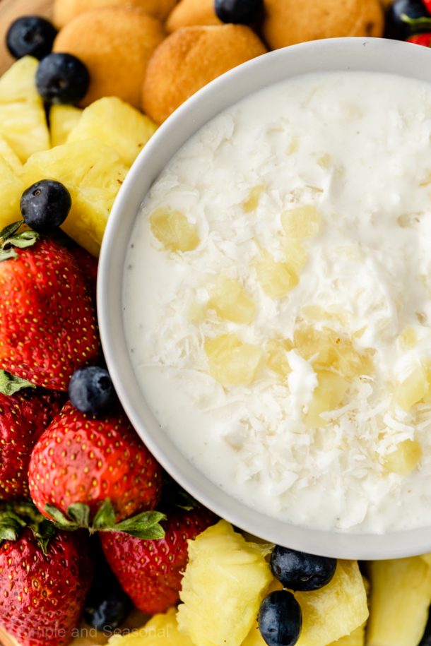 Piña Colada Fruit Dip easy recipe Simple and Seasonal