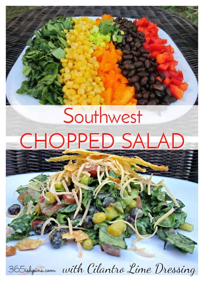 Bright colors and fresh flavors make this chopped salad a show stopper! Add the homemade creamy cilantro dressing for that southwestern flair. via @nmburk