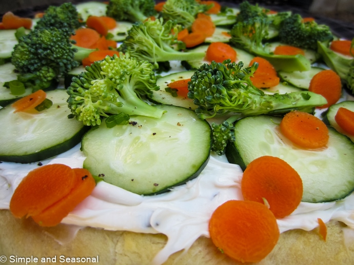 closeup of dressing and vegetables