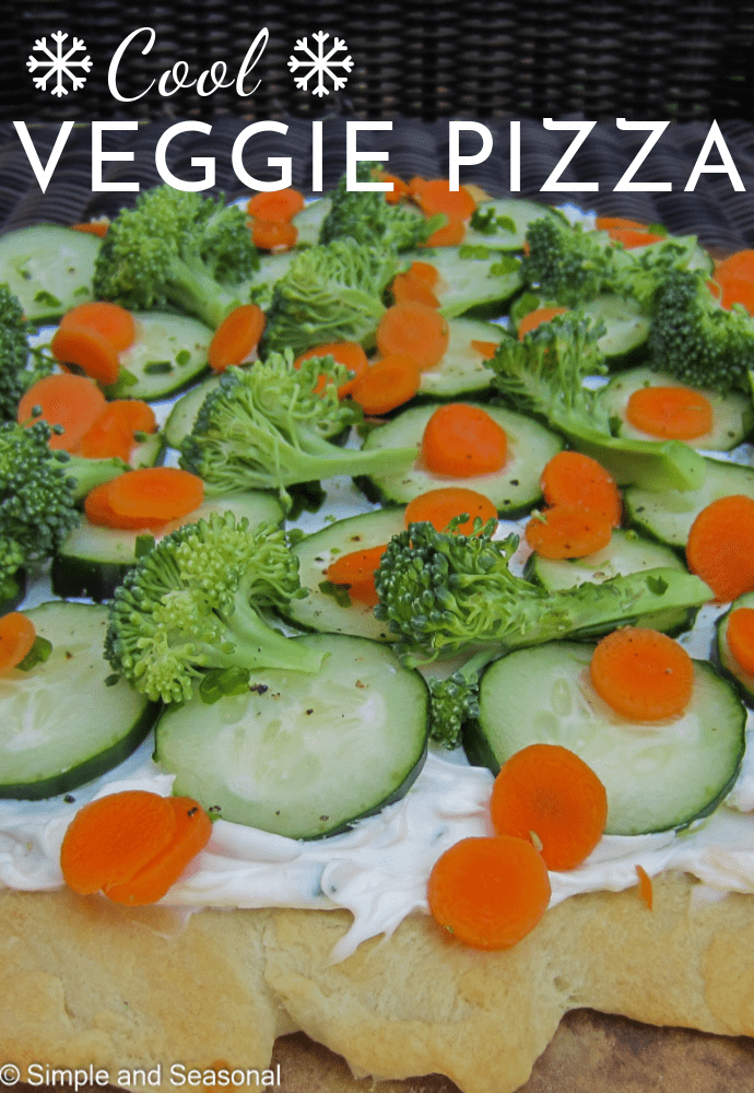 Serve the vegetables and dip all together with this easy and delicious Cool Veggie Pizza. It's a great appetizer! via @nmburk