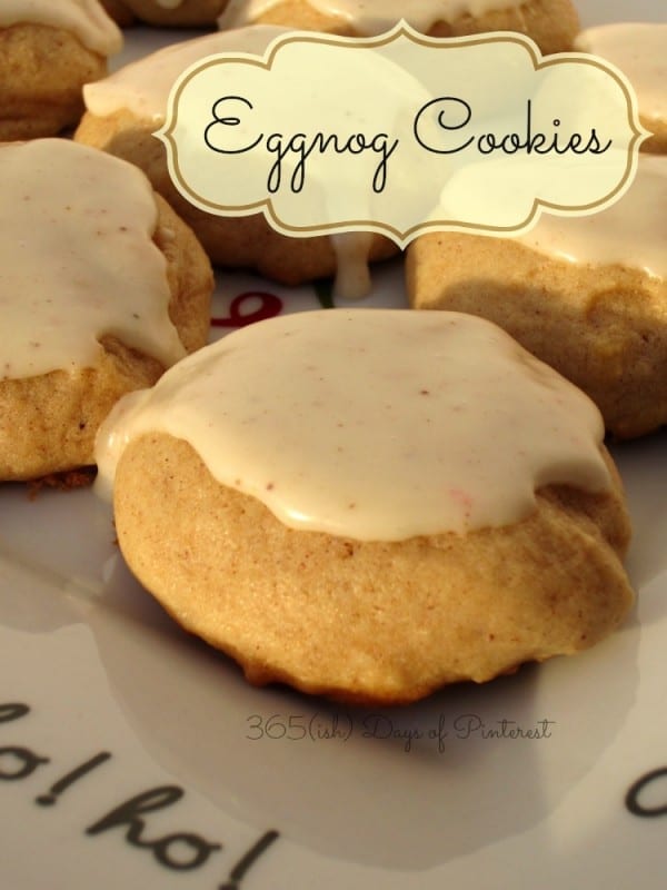 frosted Eggnog Cookies on a christmas plate