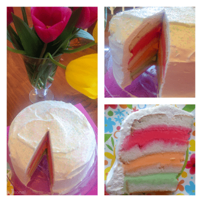 collage image of layered sherbet cake
