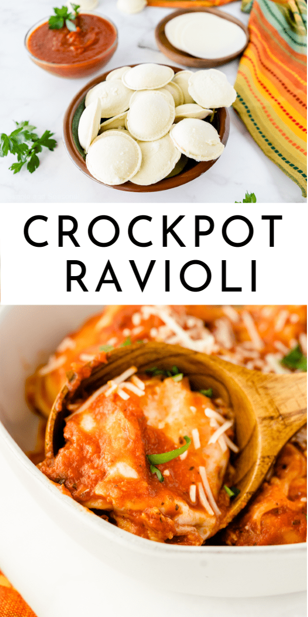 Crockpot Ravioli is possibly the easiest thing you could throw together for a meal without having to turn on the oven!  via @nmburk