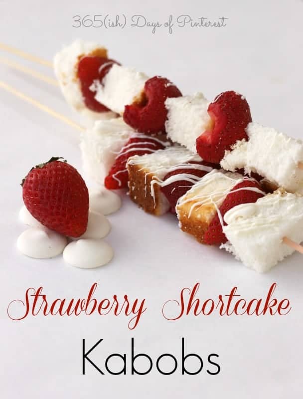 Perfect for a bake sale, Valentine's Day party, tea party or "just because," these Strawberry Shortcake Kabobs are quick and easy to make!  via @nmburk