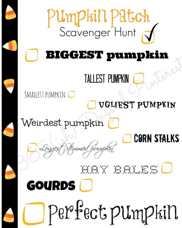 pumpkin patch scavenger hunt