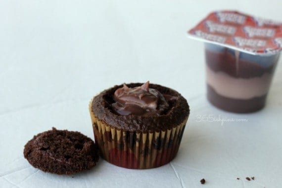 pudding in a cupcake with top cut off