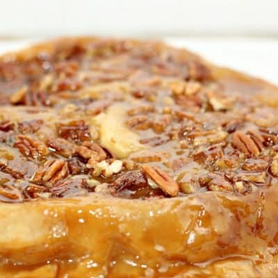 Turn regular old apple pie on its head with this sticky and delicious Upside Down Apple Pie! It's the perfect companion to pumpkin pie for Thanksgiving dinner.