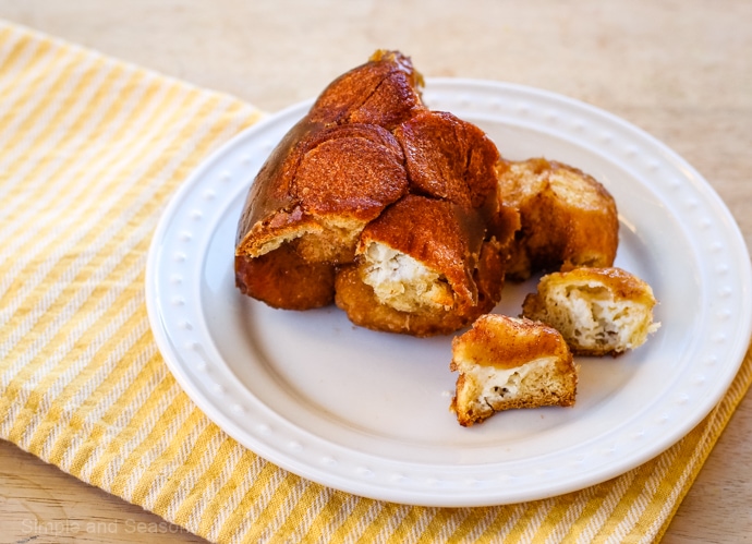 top down view of stuffed monkey bread chunks