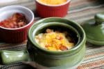 crock of soup with bacon and cheese