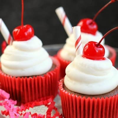 Cherry Coke cupcakes are a perfect treat for watching a basketball game. So easy to make and fun to eat!
