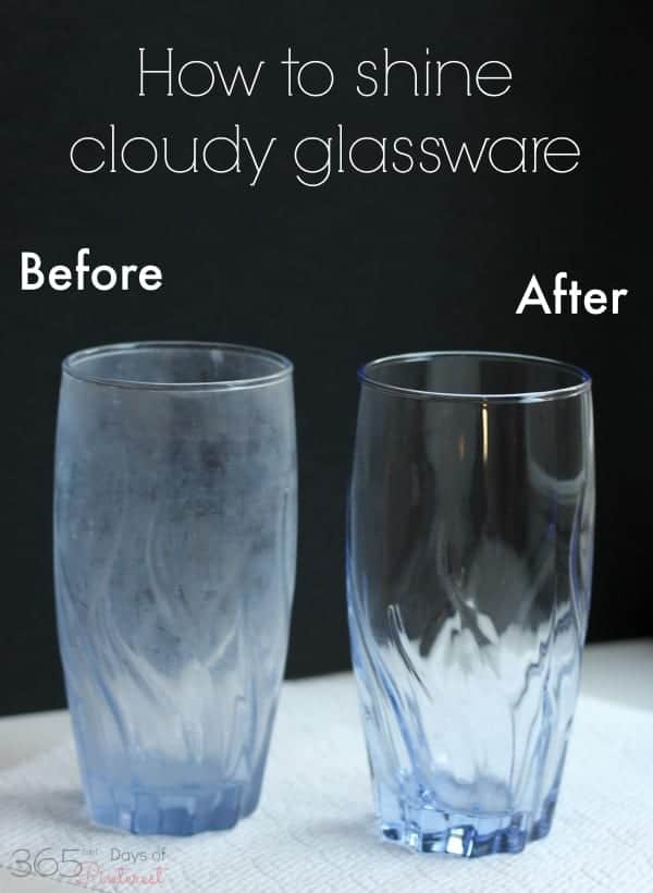 how to clean and shine cloudy glassware before and after glasses