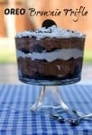 Layers of chocolate brownies, pudding, cream cheese, whipped topping and OREOs make this OREO brownie trifle beautiful and delicious! It's a perfect summer dessert!