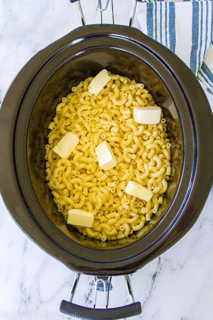 noodles and butter in the slow cooker