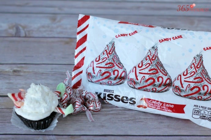 Candy Cane Kisses for Christmas elf cupcakes