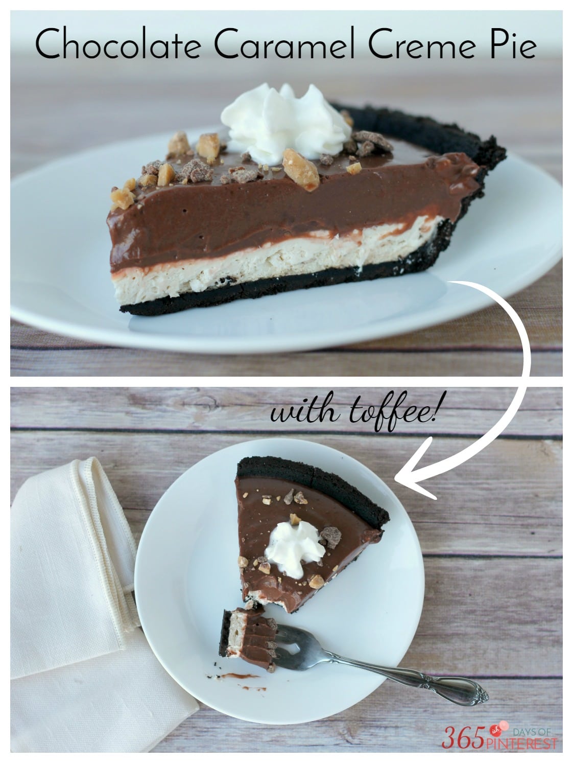 The combination of pudding, whipped cream, cream cheese and caramel sauce makes Chocolate Caramel Creme Pie an instant no bake favorite! via @nmburk