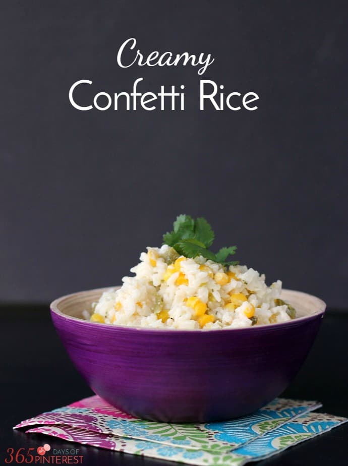 A perfect side dish or just fantastic filling for burritos, this Creamy Rice (sometimes called Confetti Rice) is stick-to-your-ribs delicious! via @nmburk