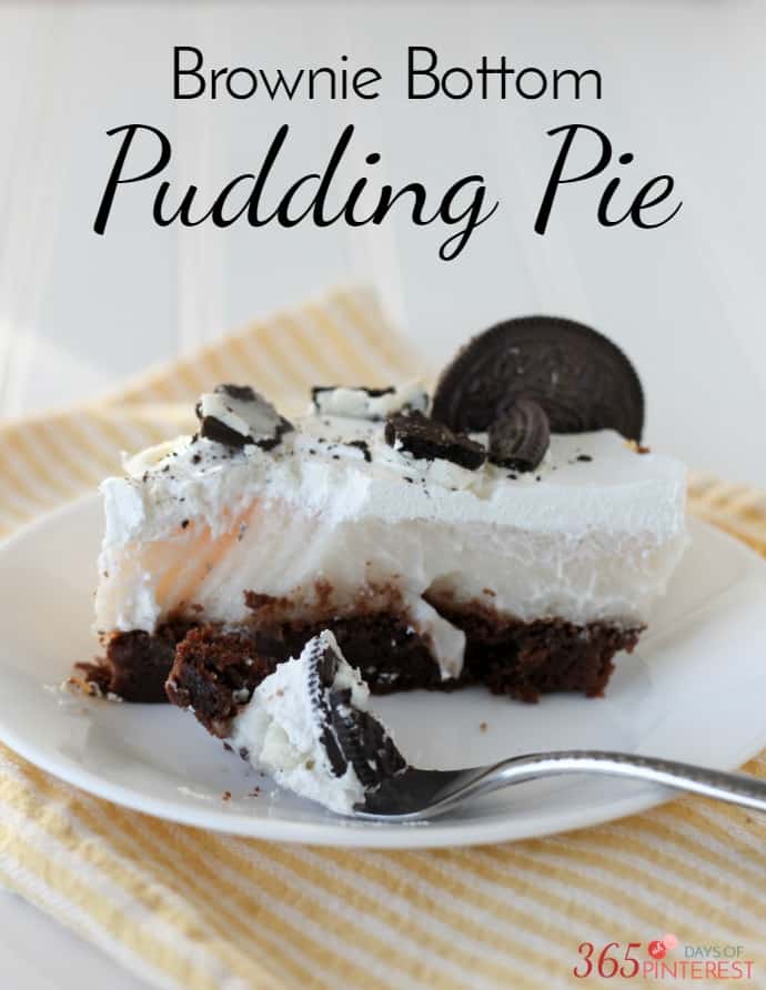 brownie bottom pudding pie labeled