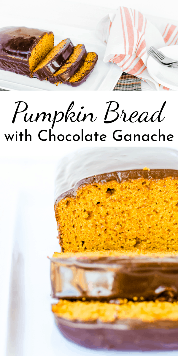 Welcome fall with a mild pumpkin bread made from scratch and covered with a glossy, rich chocolate ganache! via @nmburk