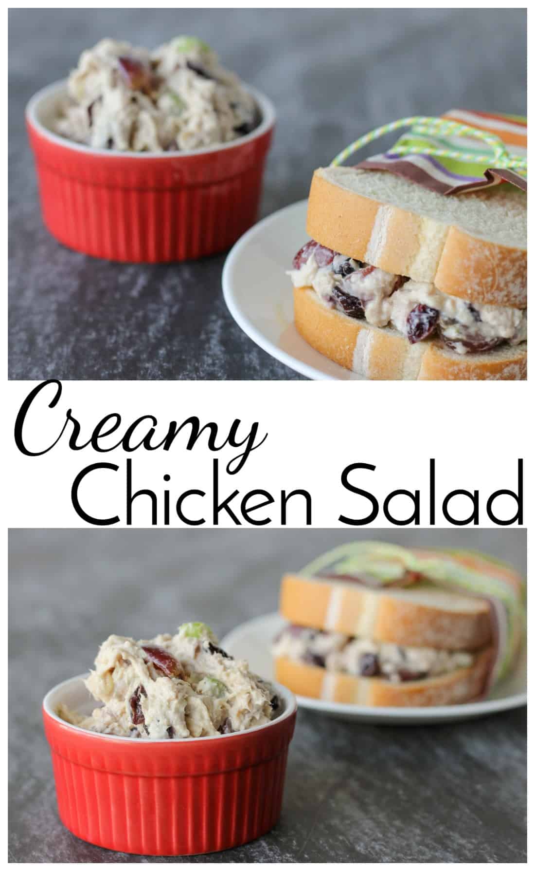 Creamy Chicken Salad is a delicious lunch option and a great way to use up leftover chicken. Don't forget all the yummy add-ins that make this recipe unique! via @nmburk