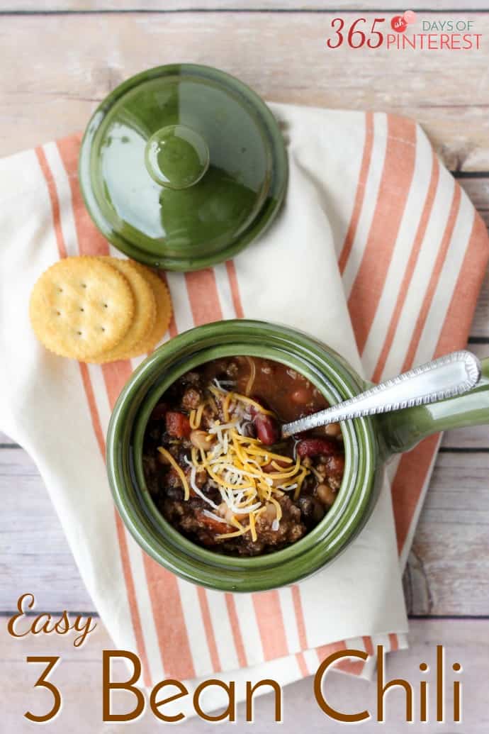 Cooler weather calls for hearty and comforting meals like this Three Bean Chili. It's a perfect meal for a busy weeknight! via @nmburk