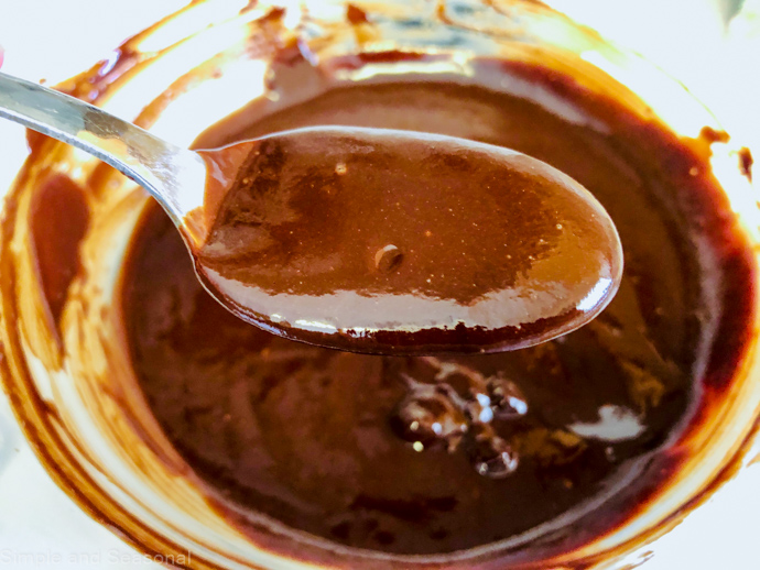 melted chocolate on a spoon