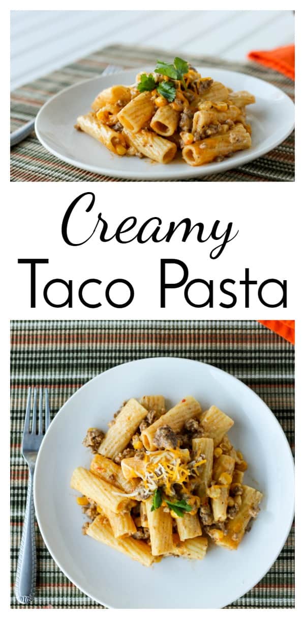 Creamy Taco Pasta is an easy weeknight dinner with just a few (kid-friendly) ingredients. This will become one of your "go to" meals!  via @nmburk