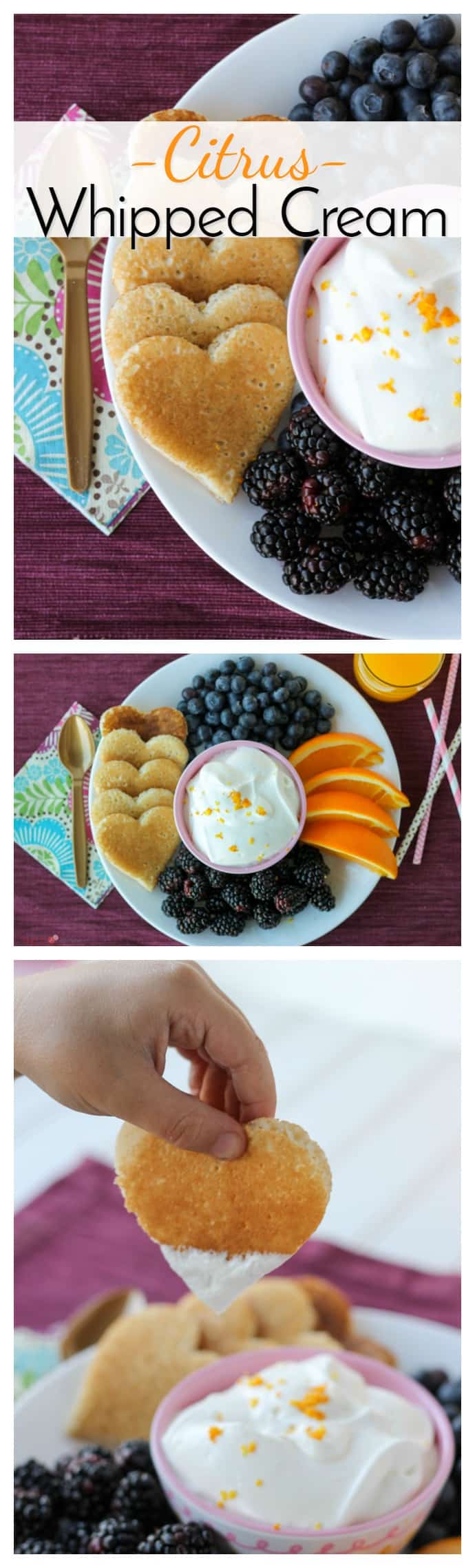The citrus makes this citrus whipped cream taste bright and goes really well with fresh fruit and pancakes. Also good with dessert! via @nmburk