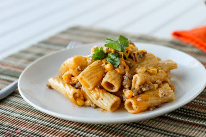 Creamy Taco Pasta is an easy weeknight dinner with just a few (kid-friendly) ingredients. This will become one of your "go to" meals!