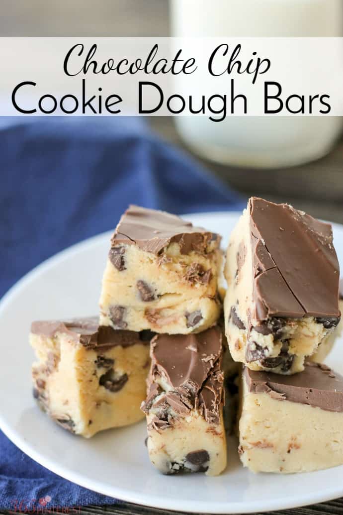 This no bake recipe for everyone's favorite guilty pleasure (cookie dough) is safe to eat and easy to make! Chocolate Chip Cookie Dough Bars are almost as good as the real thing!  via @nmburk