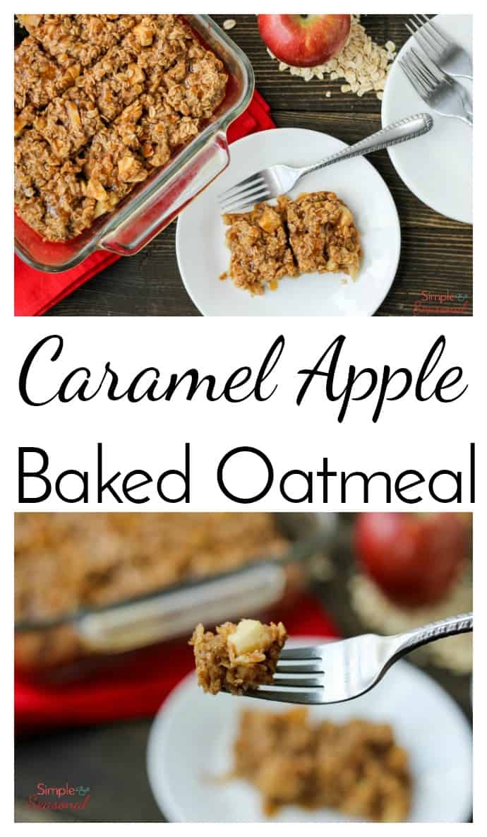 Start your morning off right with this hearty and delicious Caramel Apple Baked Oatmeal recipe. It's filled with apple chunks and caramel-the perfect fall breakfast!  via @nmburk