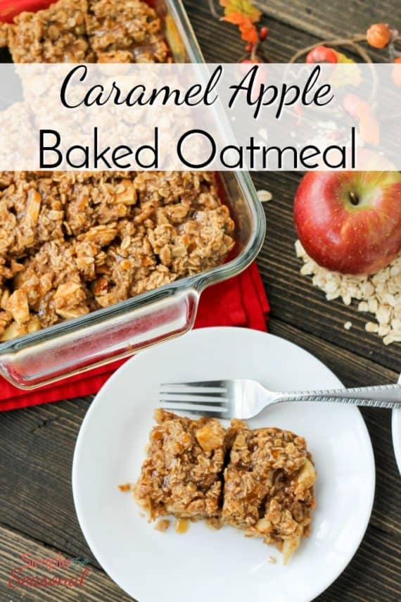 Start your morning off right with this hearty and delicious Caramel Apple Baked Oatmeal recipe. It's filled with apple chunks and caramel-the perfect fall breakfast! 