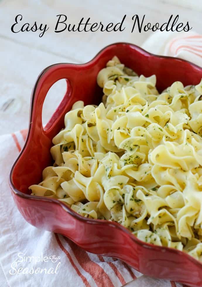 A perfect side dish when you're pressed for time, Easy Buttered Noodles come together in a snap and kids love them, too! via @nmburk