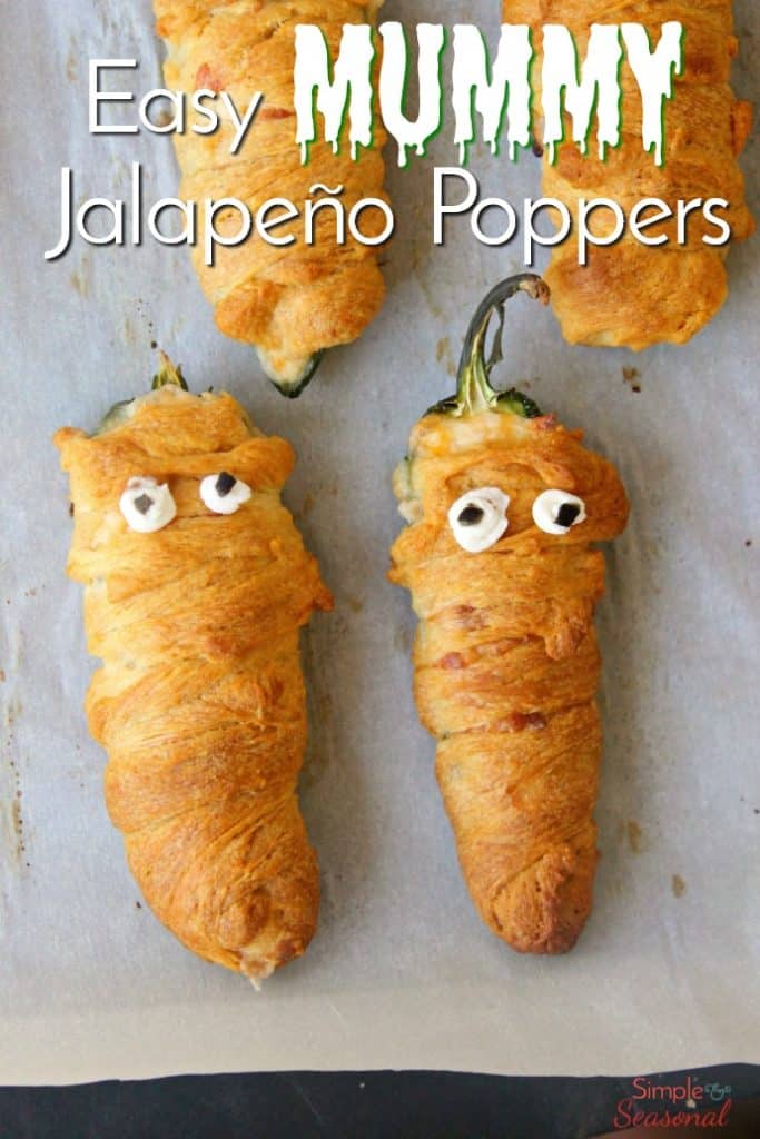Easy Mummy Jalapeño Poppers | Halloween Appetizer-Simple & Seasonal