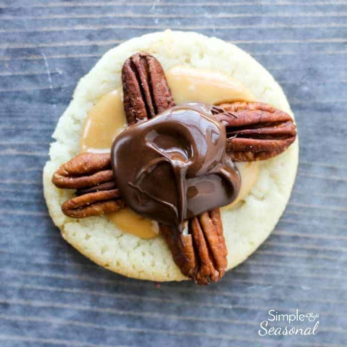 Easy Turtle Cookies Caramel Pecan Cookies Simple and Seasonal