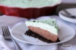 Chocolate crust, creamy chocolate mousse and mint cream topping all come together to make this beautiful Chocolate Mint Mousse Pie!
