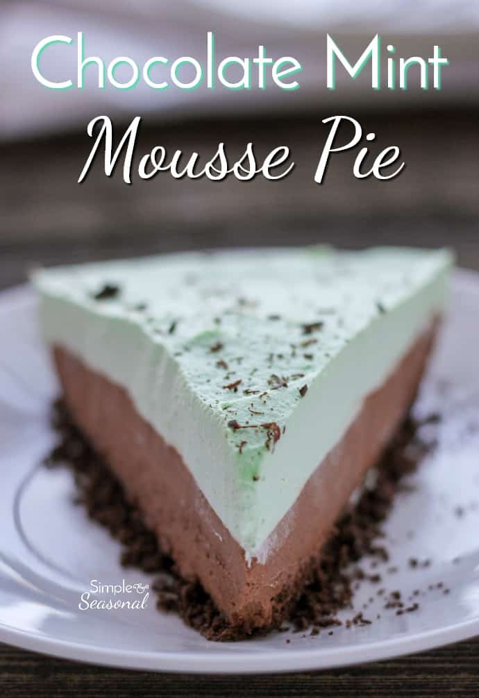 Chocolate crust, creamy chocolate mousse and mint cream topping all come together to make this beautiful Chocolate Mint Mousse Pie!