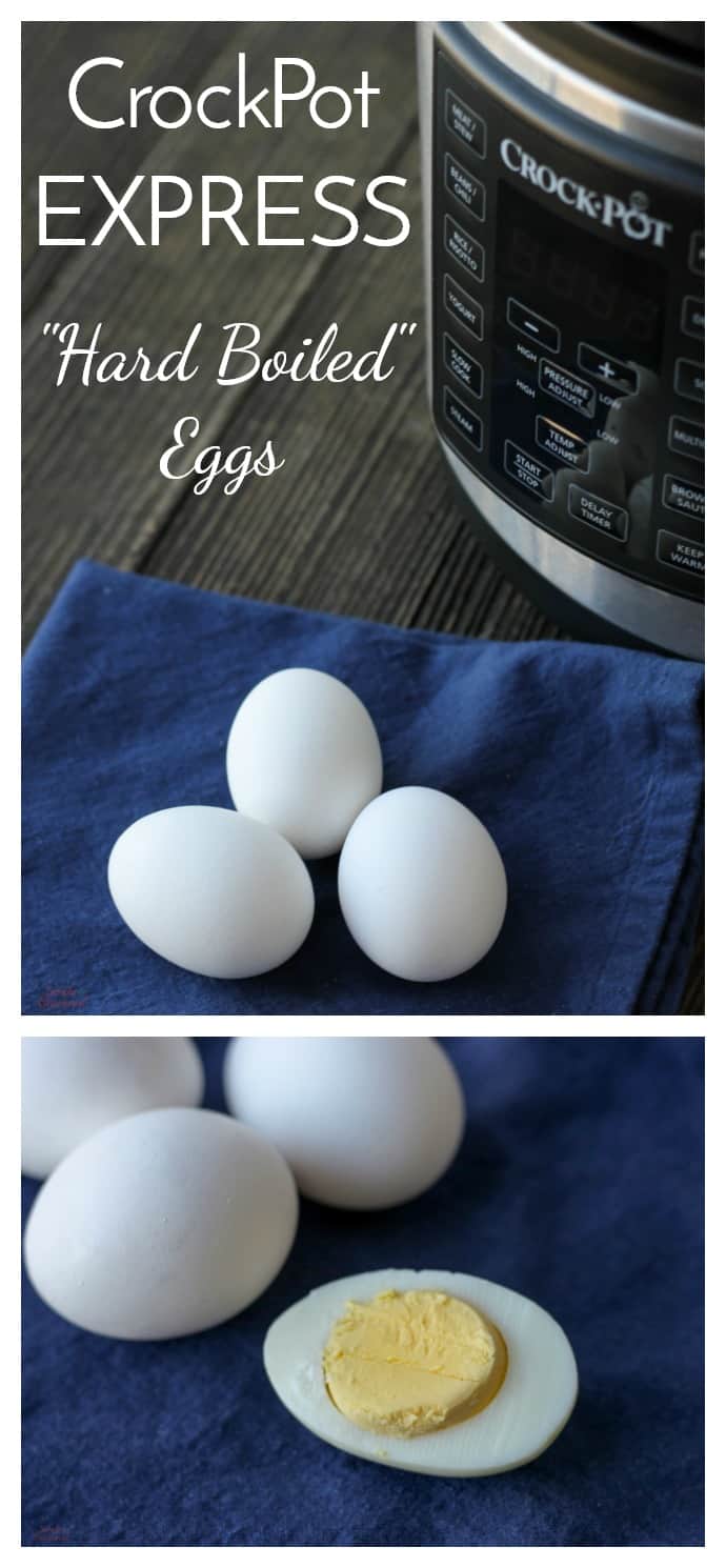 Deceptively hard to make the traditional way, hard boiled eggs are a favorite for salads, deviled eggs, or just a healthy breakfast option. Try making Crockpot Express Hard Boiled Eggs for a faster cook time and super easy peel! #CrockpotExpress #InstantPot #PressureCooker #CrockpotExpressRecipes  via @nmburk