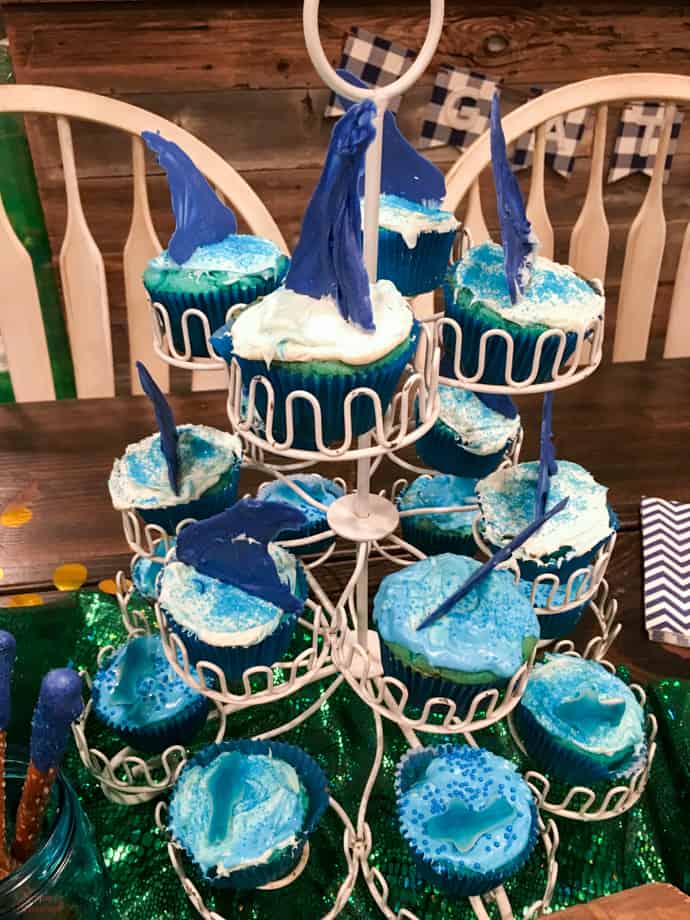 percy jackson cupcakes topped with blue waves