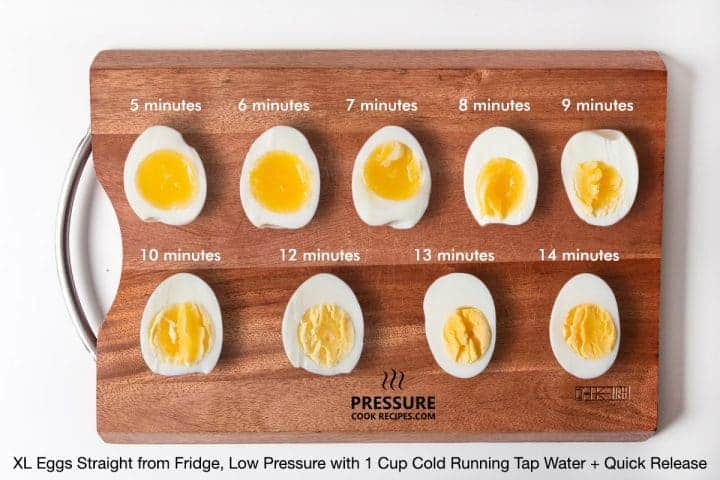 graphic showing different levels of doneness for hard cooked eggs