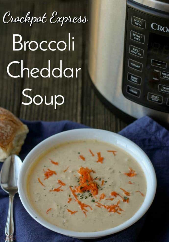 Crockpot Express Broccoli Cheddar Soup checks all the boxes. It's creamy, comforting, delicious, and easy. And thanks to the Crockpot Express, it's on the table in under 30 minutes!