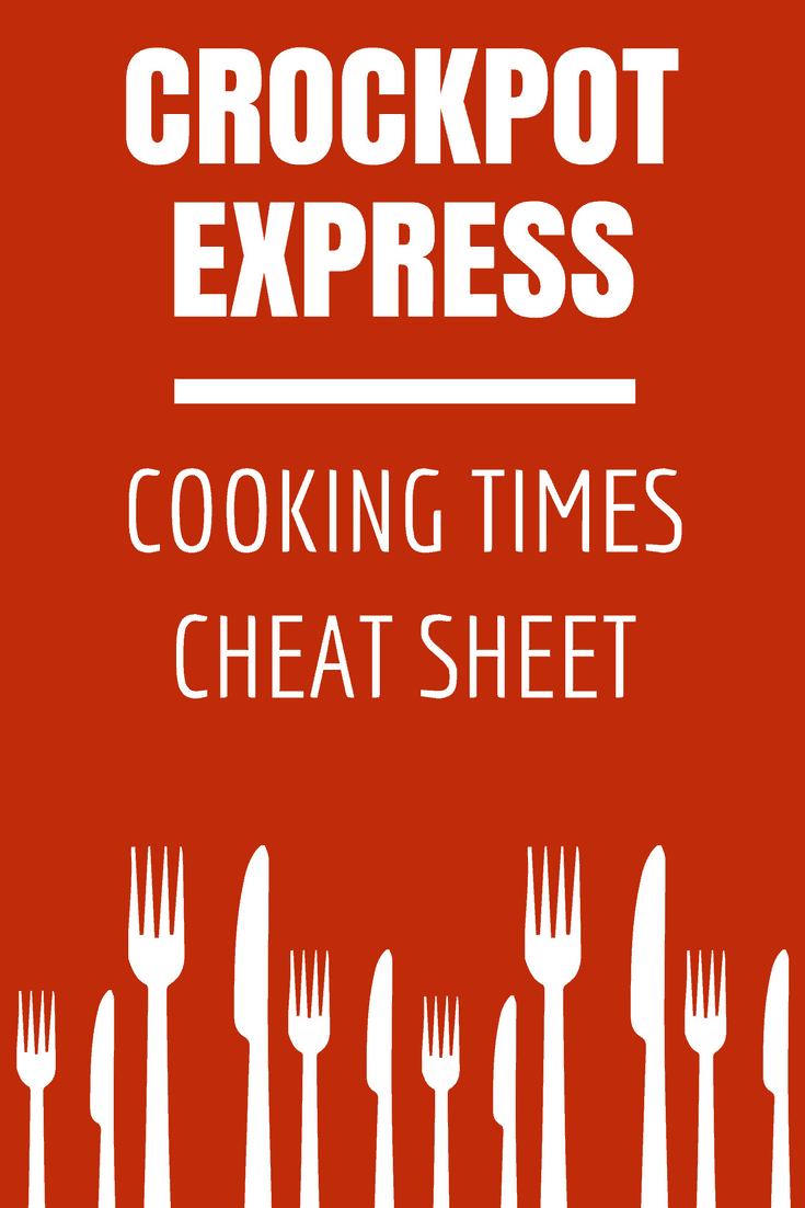 Download a free printable PDF listing general Crockpot Express Cooking Times guidelines for commonly served meats like beef, chicken and pork. Print it out and hang it up in your kitchen for easy reference! 