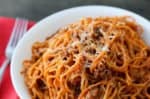Crockpot Express Spaghetti makes a family favorite even easier to get on the table in record time. It's perfect for busy weeknights and makes for great leftovers, too!